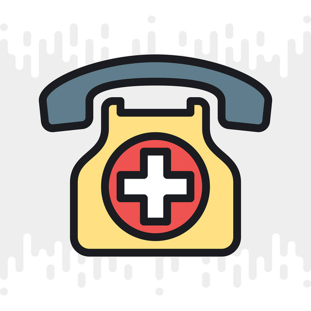Chiamata di ambulanza o icona del telefono di emergenza. Versione a colori semplice su sfondo grigio chiaro
 - Vettoriali, immagini