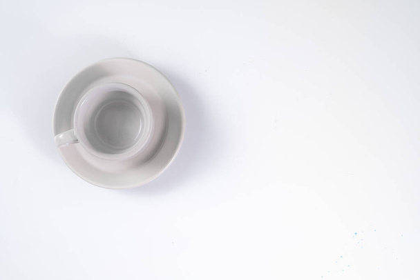 white breakfast cup on white background - Fotó, kép