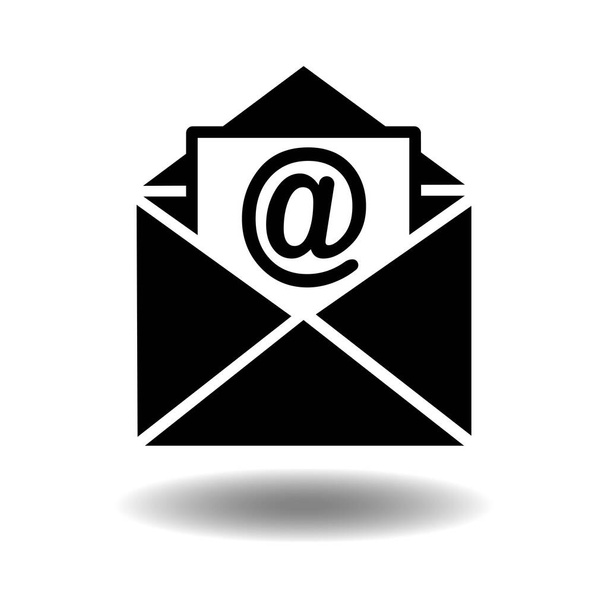 Otwarty list lub ikona e-mail w kolorze czarnym na izolowanym białym tle. Wektor EPS 10 - Wektor, obraz