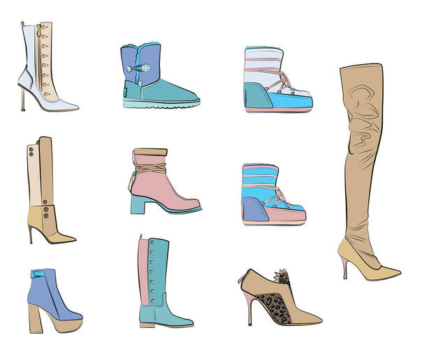 woman shoes Fashion illustration vector objects isolated  - Vetor, Imagem