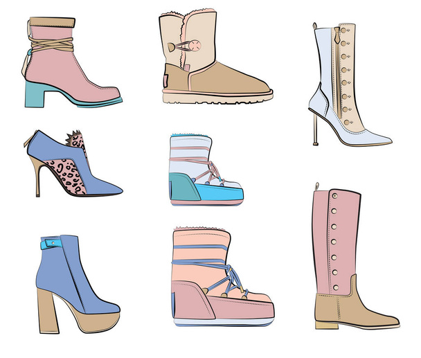 woman shoes Fashion illustration vector objects isolated  - Vecteur, image