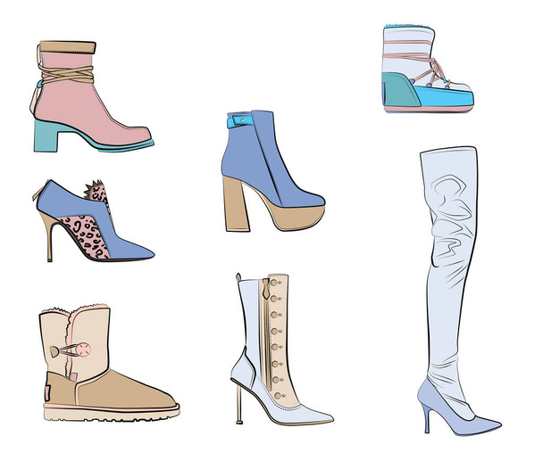 woman shoes Fashion illustration vector objects isolated  - Vecteur, image