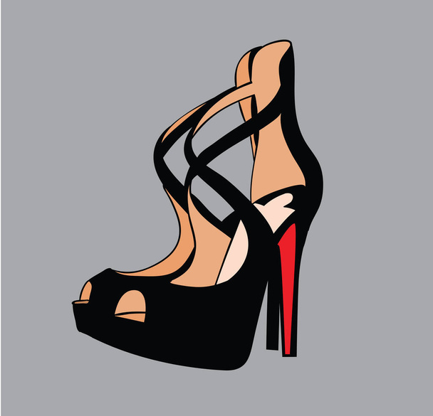 High Heel fashion woman shoe  vector set isolated on white background. doodle objects fashion illustration - Вектор, зображення