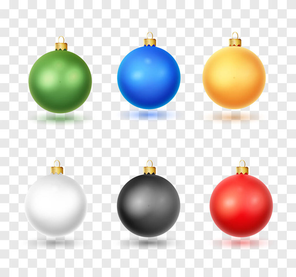 Sada realistických vánočních míčků. Vánoční ozdoby izolované na bílém pozadína bílém pozadí. Vánoční ozdoby - Vektor, obrázek