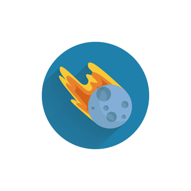 meteorite colorful flat icon with long shadow. asteroid flat icon - Vector, Image