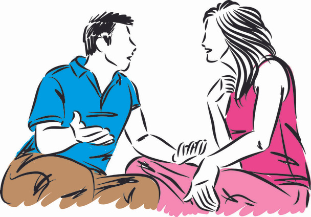 couple man and woman discussing fight conversation vector illustration - Vecteur, image