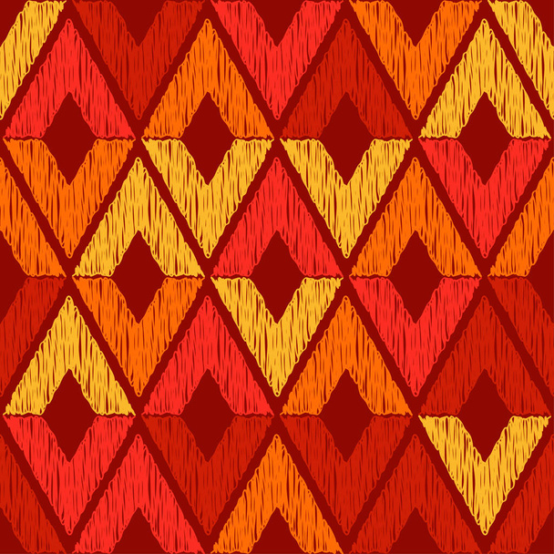 Aztec elements. Striped triangles. Ethnic boho ornament. Seamless background. Tribal motif. Vector illustration for web design or print. - Vector, imagen