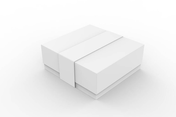 kartonnen doos met etiket op geïsoleerde achtergrond. 3d illustratie - Foto, afbeelding