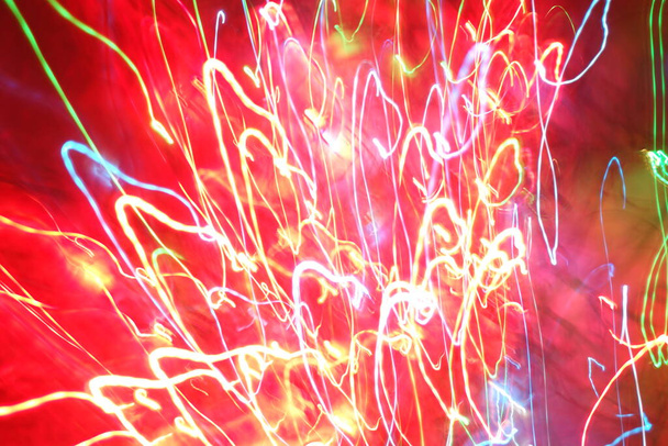 Chaotische lichten in beweging onscherp - abstracte achtergrond.  - Foto, afbeelding