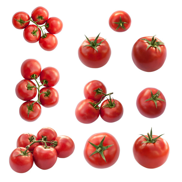 Sortiment von Tomaten isoliert auf weißem Hintergrund - Foto, Bild