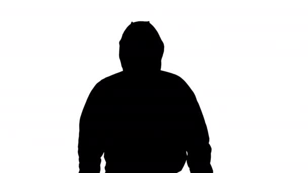 Silhouette Man wearing hazmat suit walking. - Video