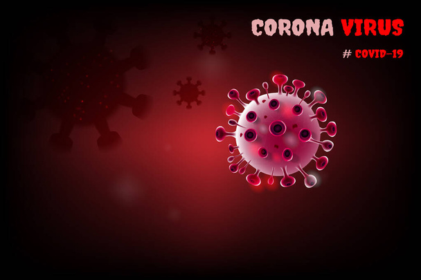 Afbeelding van COVID-19 viruscel onder de microscoop op het bloed. Coronavirus uitbraak influenza achtergrond. Pandemisch concept voor gezondheidsrisico 's met ziektecel. - Vector, afbeelding