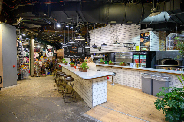 LONDON - SEPTEMBER 30, 2019: Indoor eating area at Camden Market - Photo, Image
