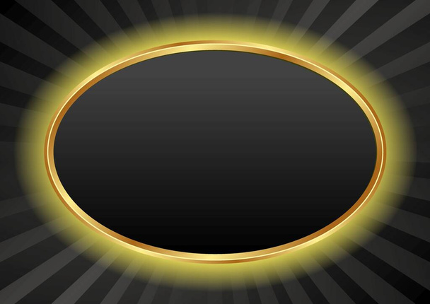 black background with glowing golden frame - Vector, Image