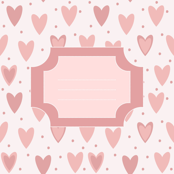 Cute unique post card with pink hearts and dots - Vecteur, image