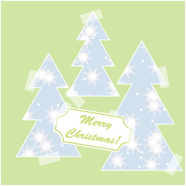 Merry Christmas card with snow and christmas trees - Vector, Image