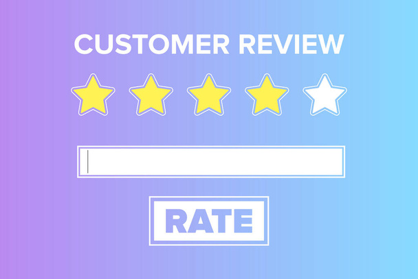Customer review concept. Yellow stars and copy space. Template for web or app. Vector illustration - Vector, Image