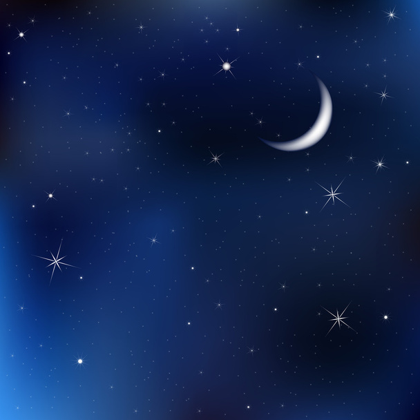 Night Sky With Moon And Stars - Wektor, obraz
