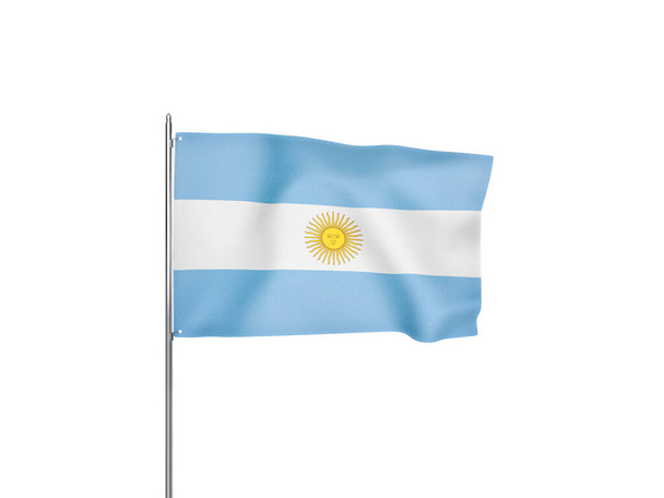 アルゼンチンの国旗が白い背景の孤立した3Dイラストを振って - 写真・画像
