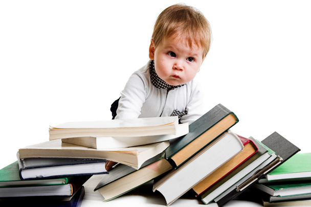 boy with books - Фото, изображение