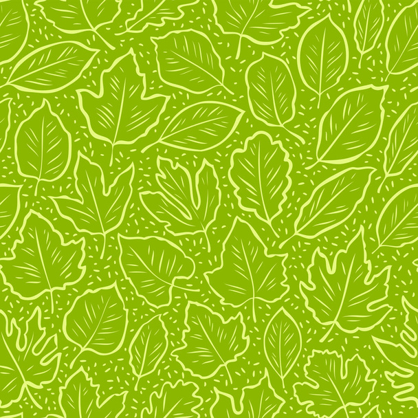 Abstract seamless pattern with leaves. Background vector - Vektör, Görsel