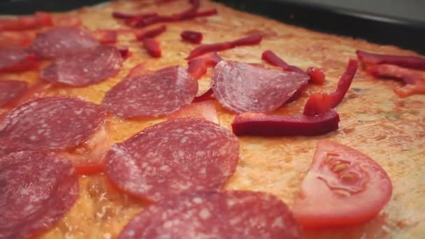 preparing pizza. Making pizza. Cooking process. Cooking pizza. with tomatoes - Footage, Video