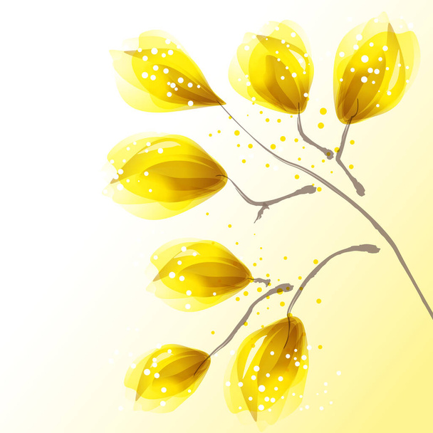 Blooming yellow, flowers. Vector illustration. - Vektör, Görsel