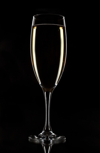 Glass of luxury champagne low key photo - Photo, image
