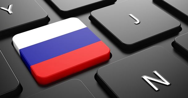 Russia - Flag on Button of Black Keyboard. - Photo, Image