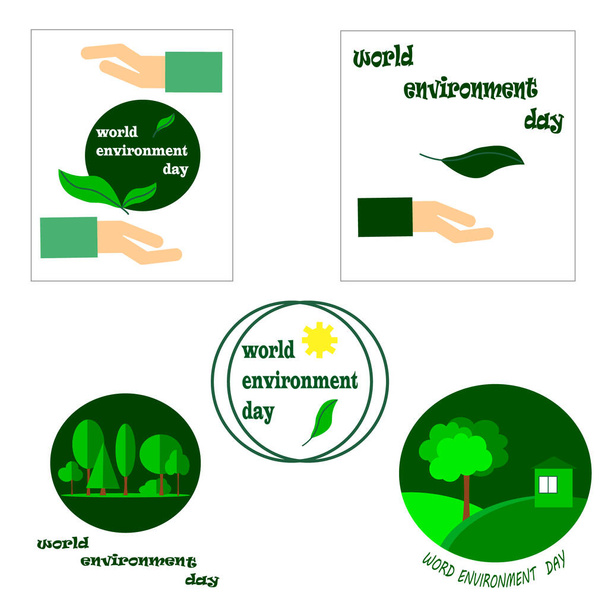 Abstract wereld milieu dag logo 's voor celebrati design. - Vector, afbeelding