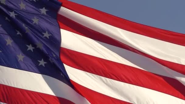 Αμερικανική σημαία ΗΠΑ, αργή κίνηση, κοντινό πλάνο. - Πλάνα, βίντεο
