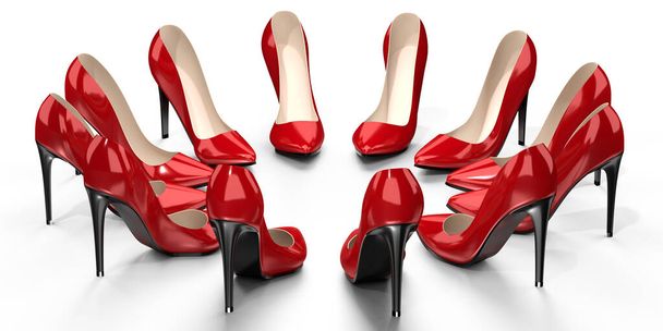 Červené vysoké podpatky boty - 3D ilustrace - Fotografie, Obrázek