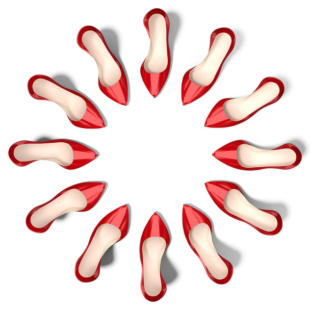 Red high heel shoes - 3D illustration - Photo, Image