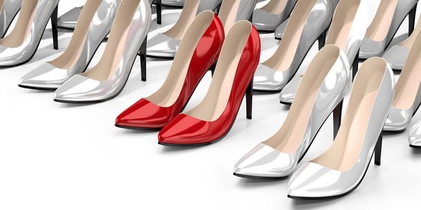 Kırmızı yüksek topuklu ayakkabılar - 3 boyutlu illüstrasyon - Fotoğraf, Görsel