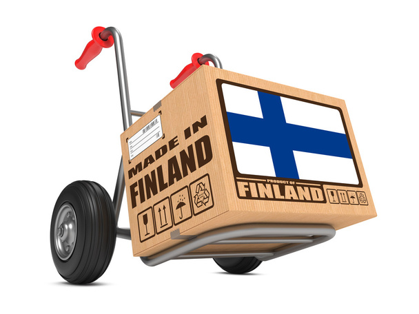 πραγματοποιήθηκε στη Φινλανδία - κουτί από χαρτόνι αφ φορτηγό. - Φωτογραφία, εικόνα