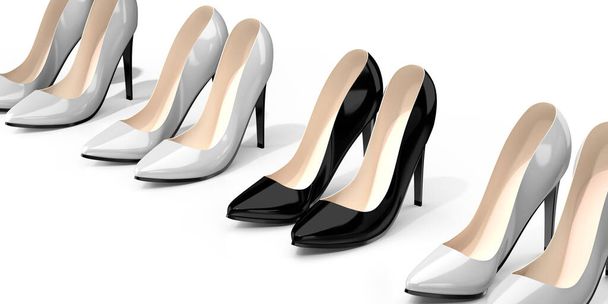 Чорні туфлі на високих підборах - 3D ілюстрація
 - Фото, зображення
