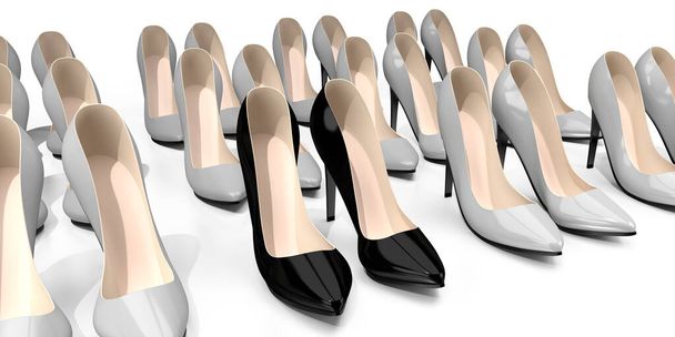 Czarne buty na obcasie - ilustracja 3D - Zdjęcie, obraz