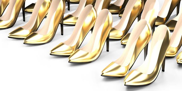 Zapatos de tacón alto dorado - Ilustración 3D
 - Foto, imagen