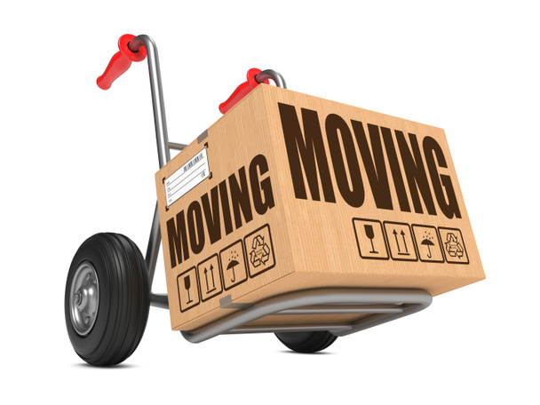 Mover - Caja de cartón en camión de mano
. - Foto, Imagen