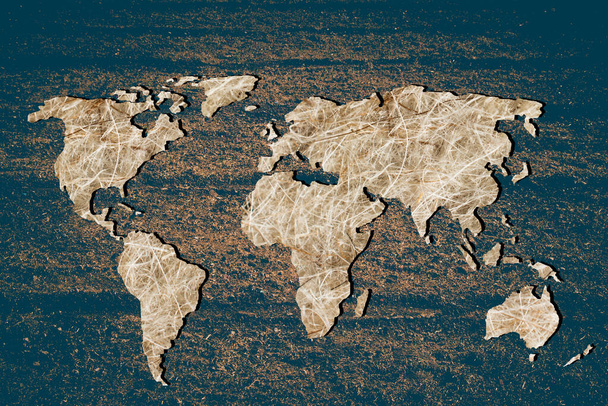 Nagyjából körvonalazott világtérkép fehér háttérrel - Fotó, kép