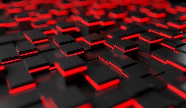 abstract image of cubes background in red light - Photo, Image