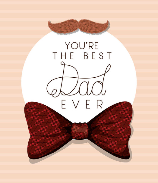 Best dad ever mustache and checkered bowtie vector design - Vector, Image