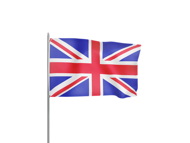 Bandeira do Reino Unido acenando fundo branco isolado ilustração 3D
 - Foto, Imagem