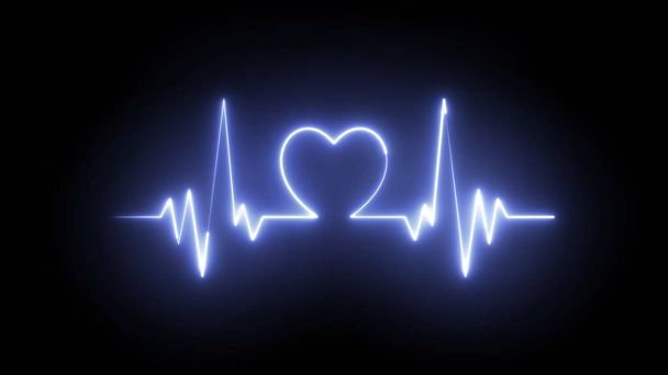 Heartbeat laser neon effect. Healtcare, medical or gym concept. - Photo, Image