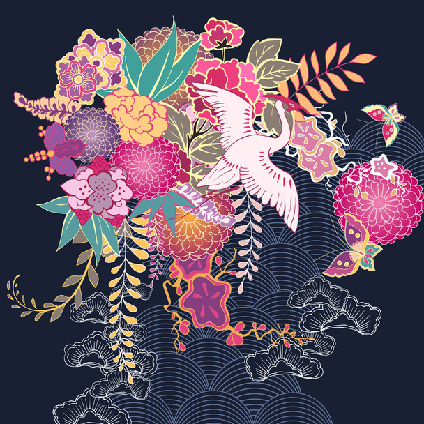 dekorativní kimono květinové motivy - Vektor, obrázek
