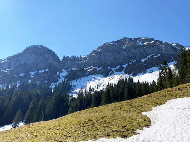アルプスの山頂の眺めグネフスタイン・ミッタゲプフィ・オーダー・ミッタゲプフィ(スイス・ルツェルン州/カントン・ルツェルン)) - 写真・画像