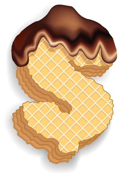 Sign dollar consisting of wafers with chocolate cream - Vector, Image