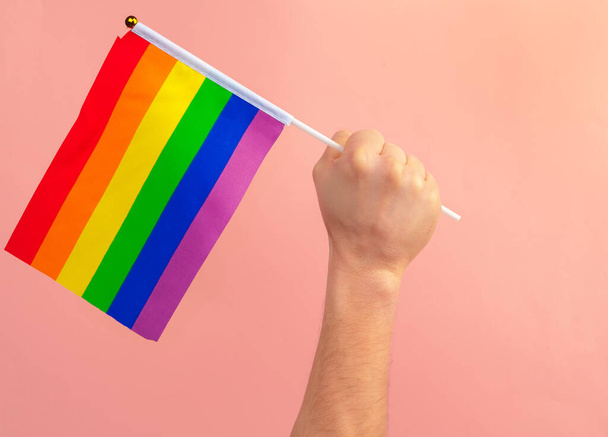 lags of the LGBT community in a hand - Фото, зображення