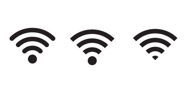 Wifi Icon. Ein Satz von drei Piktogrammen für das Wifi-Internetsignal, isoliert auf weißem Hintergrund. EPS-Vektor - Vektor, Bild