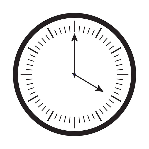 Analog Round Wall Clock Icon. Black and white analog wall clock icon showing time 4pm isolated on a white background. EPS Vector - Vector, Image